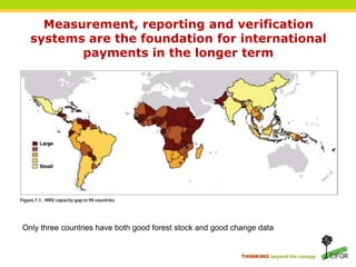 Measurement, reporting and verification systems are the foundation for international payments in the longer termOnly three countries have both good forest stock and good change data