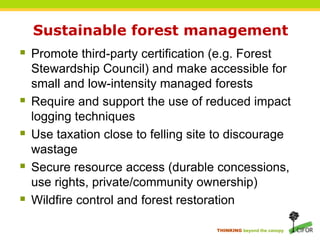 Realising REDD+:National strategy and policy optionsPart 1: Moving REDD+ from global to national levelPart 2: Building REDD+ institutional architecture and processesPart 3: Enabling REDD+ through broad policy reformsPart 4: Doing REDD+ by changing incentivesPart 5: Testing REDD+ through pilotsKey messages & outlook