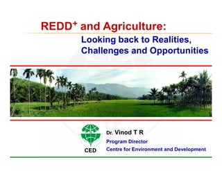 REDD+ and Agriculture:
       Looking back to Realities,
       Challenges and Opportunities




             Dr.   Vinod ...