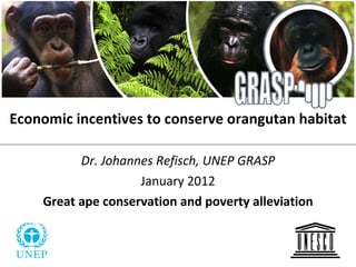 Economic incentives to conserve orangutan habitat Dr. Johannes Refisch, UNEP GRASP January 2012 Great ape conservation and poverty alleviation 