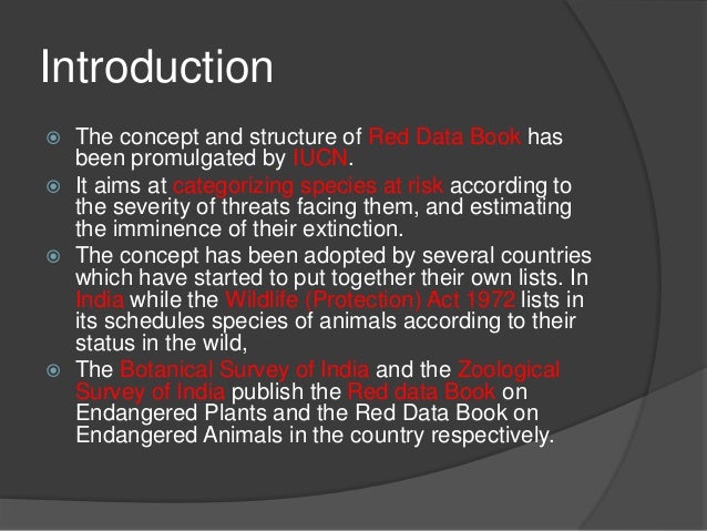 Red Data Book And Red List Categories