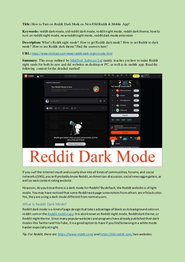 Reddit dark night mode