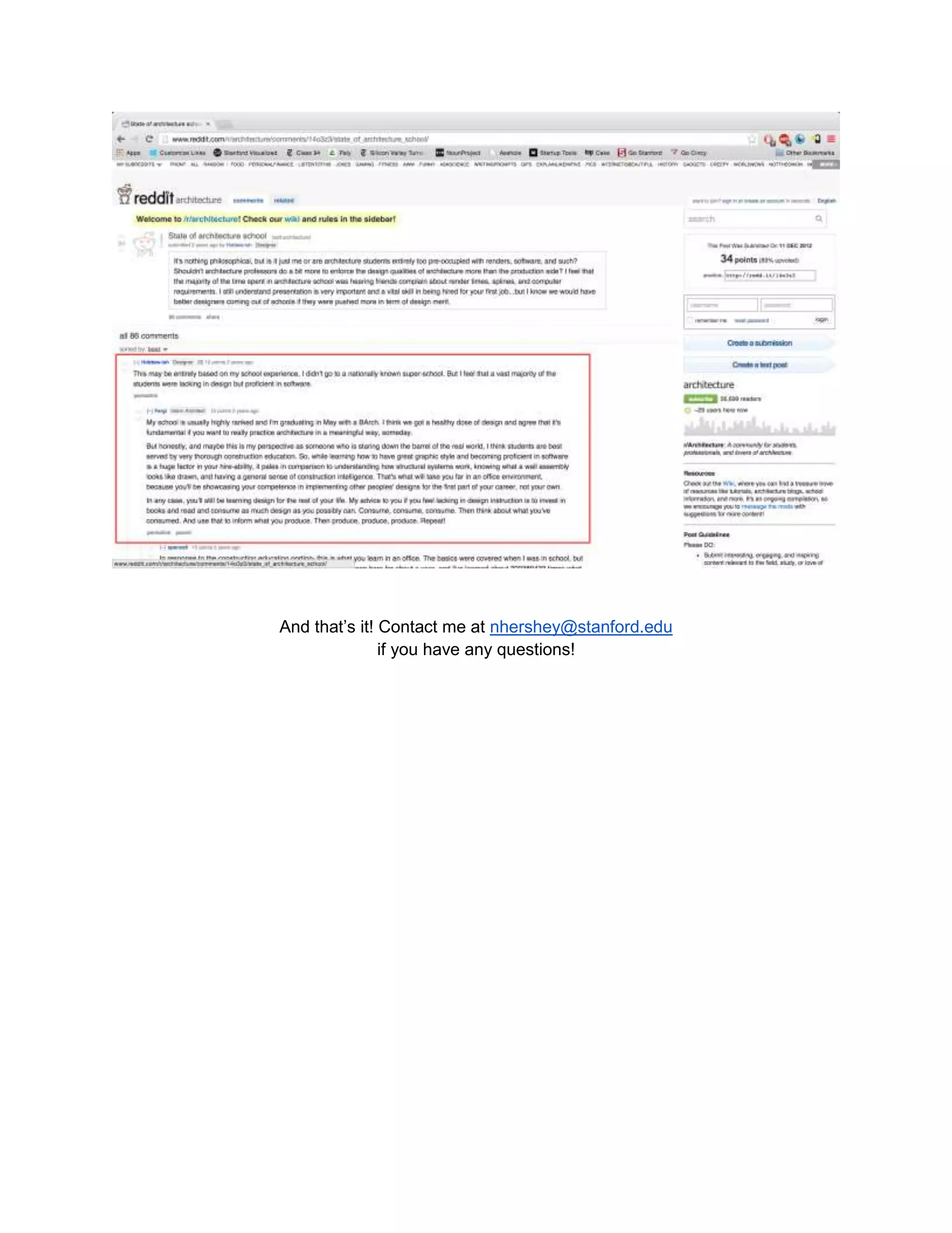 And that’s it! Contact me at nhershey@stanford.edu
if you have any questions!
 