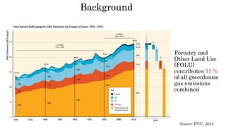 Background
Forestry and
Other Land Use
(FOLU)
contributes 11 %
of all greenhouse
gas emissions
combined
Source: IPCC, 2014
 