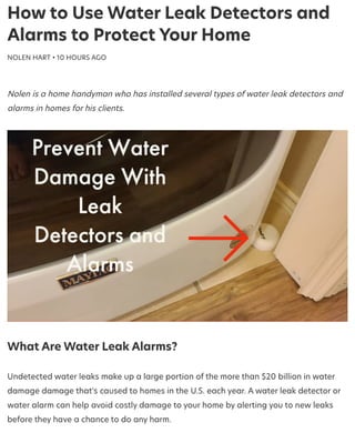 How to Use Water Leak Detectors and Alarms to Protect Your Home