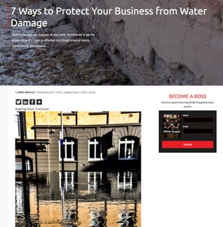 7 ways to Protect Your business fom Water Damage