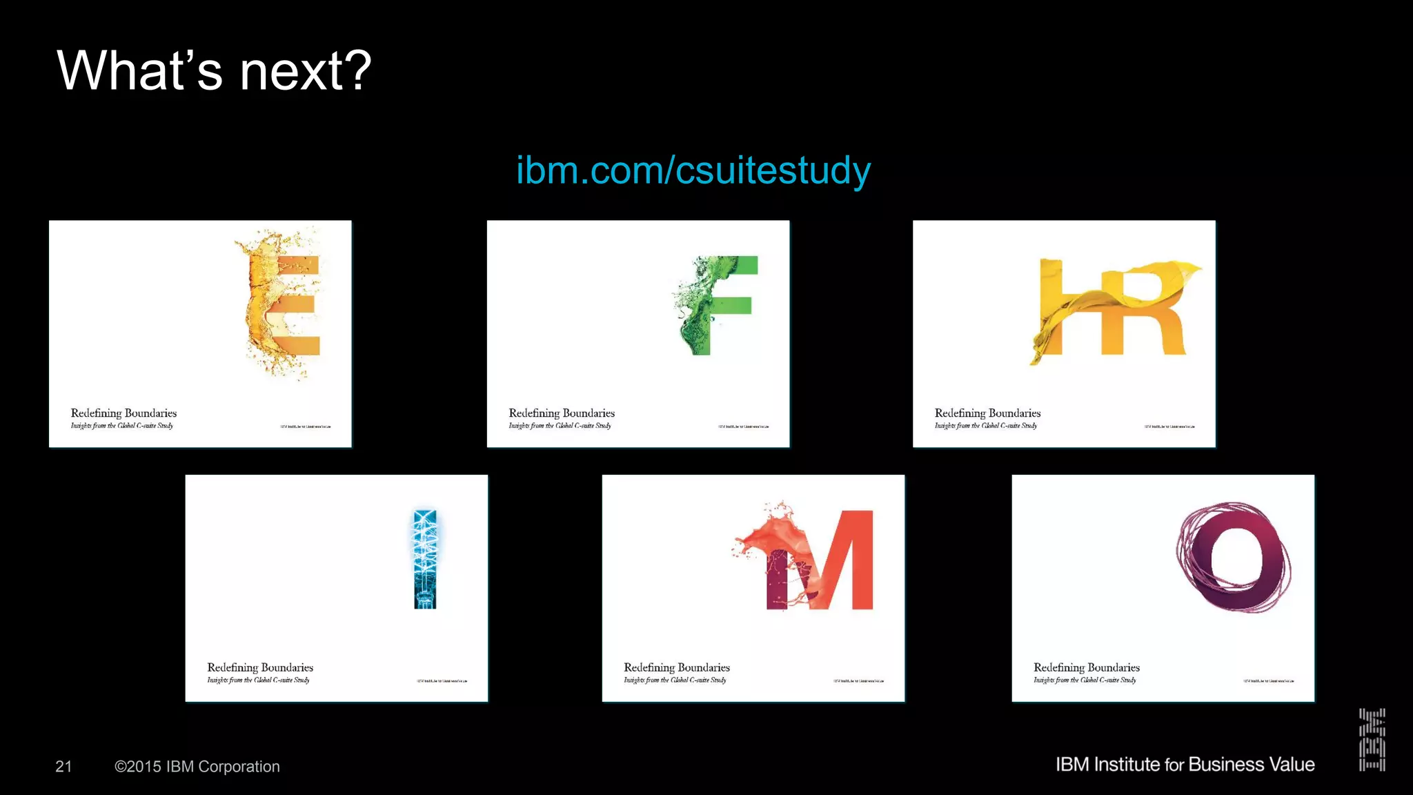 ©2015 IBM Corporation21
What’s next?
ibm.com/csuitestudy
 