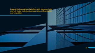 Expand the boundaries of platform with consume, build
and sell model fostering business value, differentiation
and coopetition
30
 