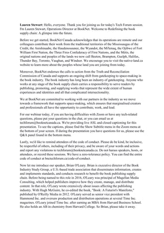 Lauren Stewart: Hello, everyone. Thank you for joining us for today's Tech Forum session.
I'm Lauren Stewart, Operations D...