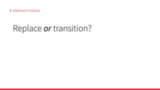 HOW MUCH TO BUILD
Replace or transition?
 