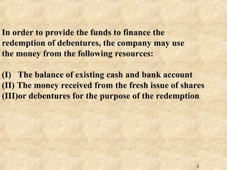 Redemption of debentures for class of PU | PPT