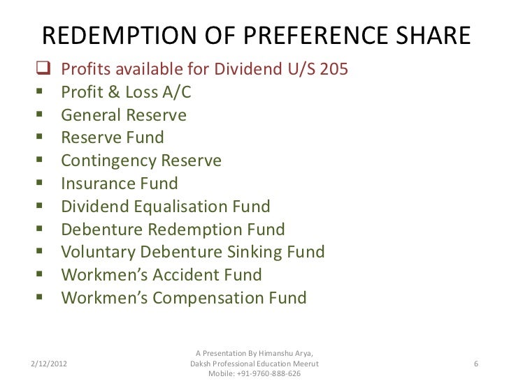 Redemption of preference share