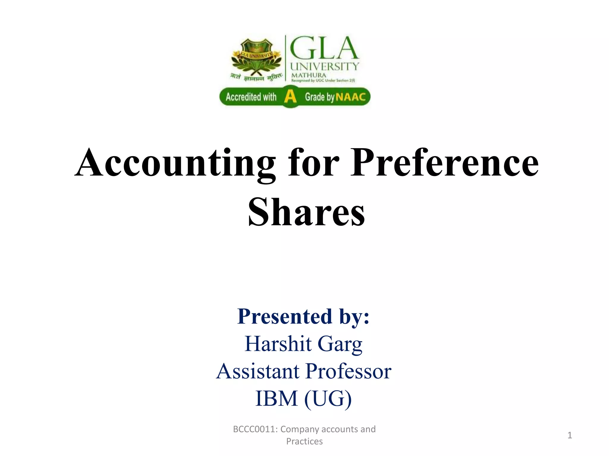 Redemption of preference share
