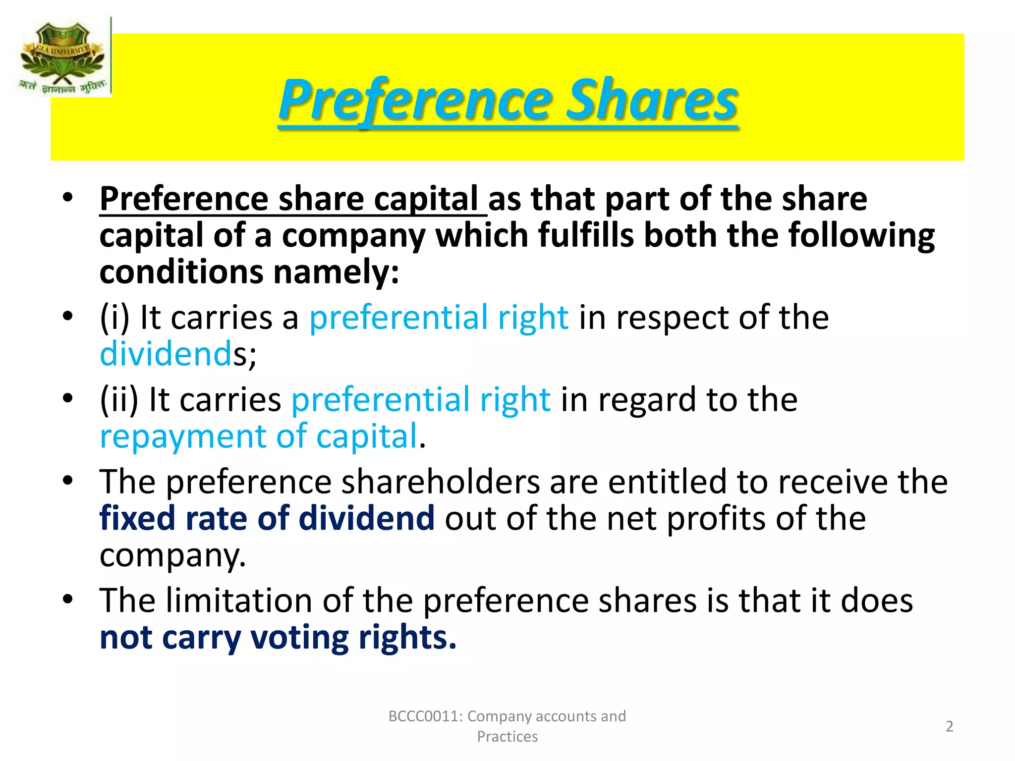 Redemption of preference share
