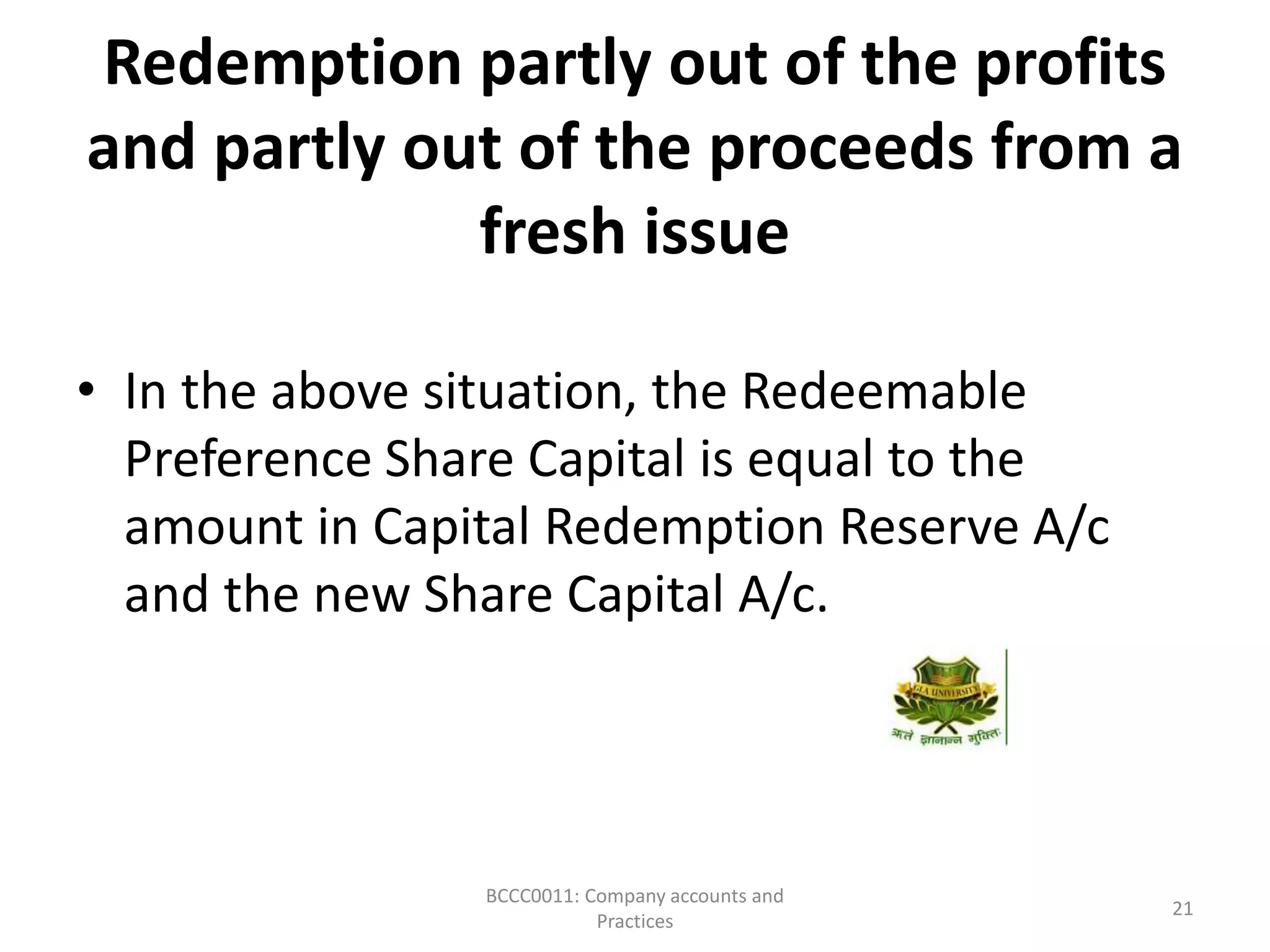 Redemption of preference share