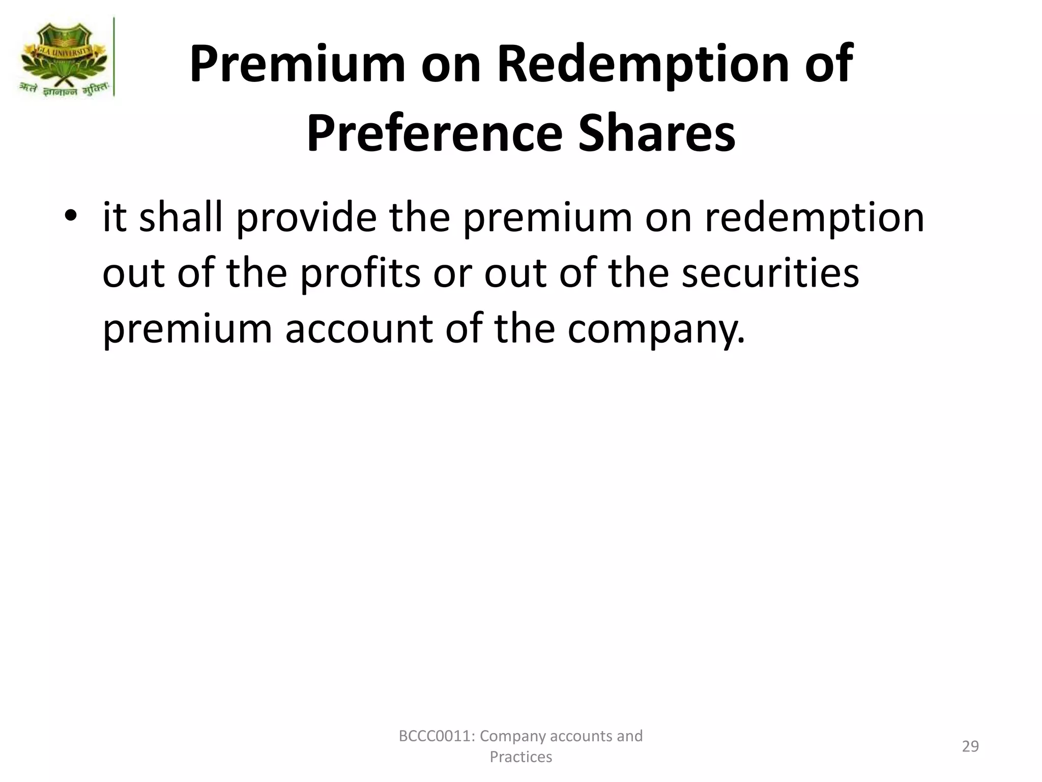 Redemption of preference share