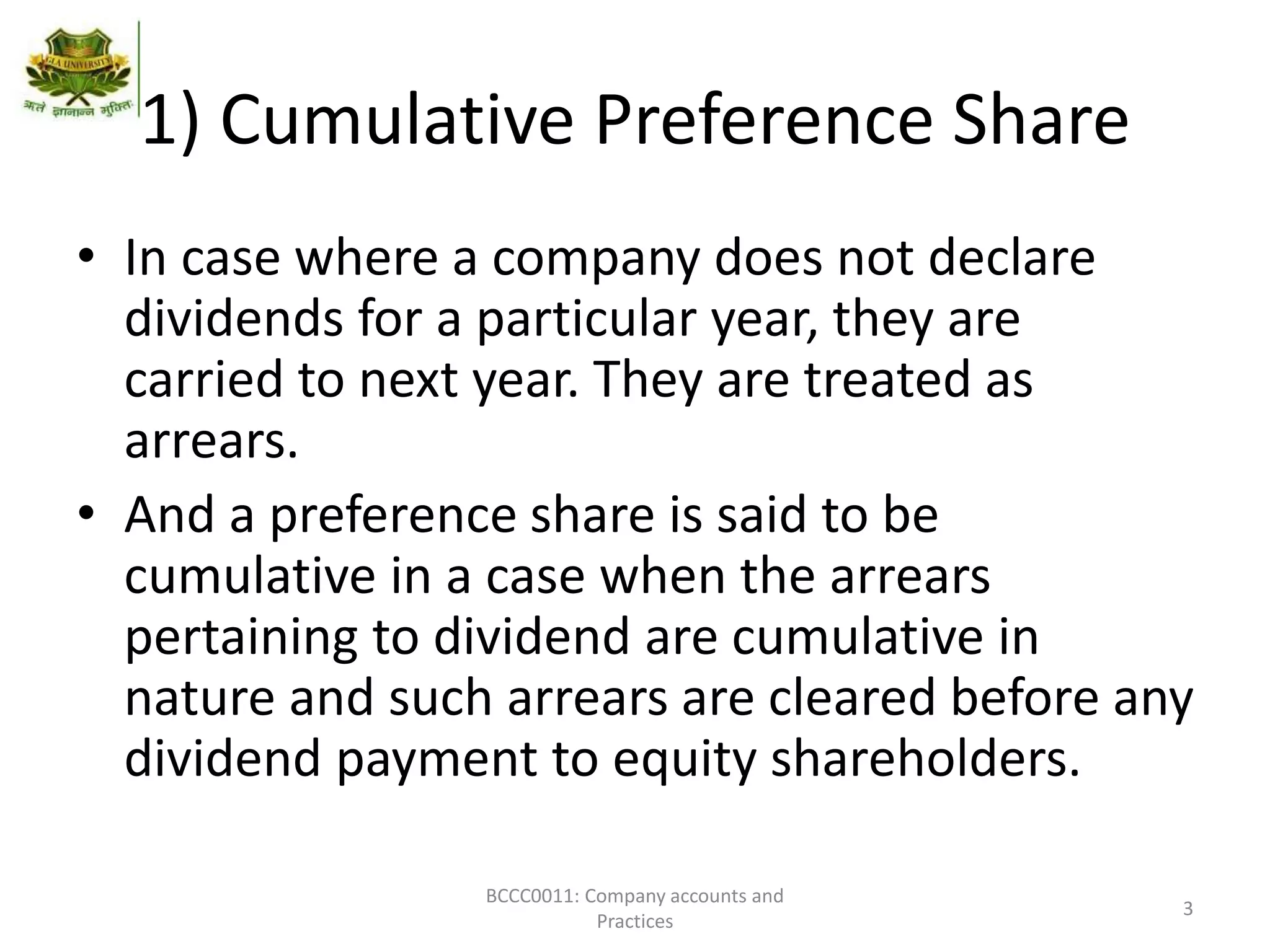 Redemption of preference share