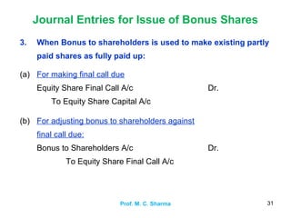 Redemption of preference shares and bonus issue | PPT