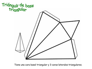 Triángulo de base  triangular Tiene una cara basal triangular y 3 caras laterales triangulares. 