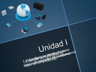 Unidad I 1.1 Interpretar las arquitecturas de redes de computadoras 1.2 Identificar las distribuciones lógicas de las redes de computadoras 1.3 Señalar las topologías de redes de computadoras 