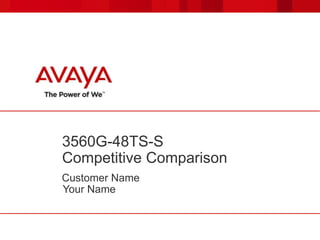 3560G-48TS-S
Competitive Comparison
Customer Name
Your Name
 