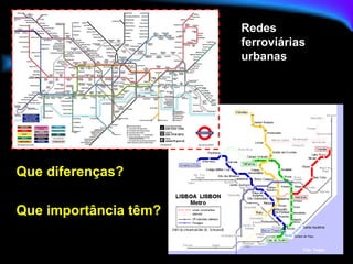 Que diferenças? Que importância têm? Redes  ferroviárias  urbanas 