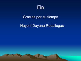 Fin
Gracias por su tiempo
Nayerli Dayana Rodallegas
 