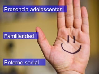 Presencia adolescentes Familiaridad Entorno social 