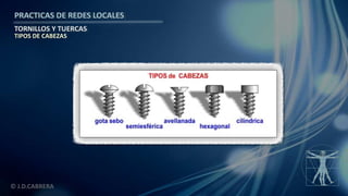 © J.D.CABRERA
PRACTICAS DE REDES LOCALES
TORNILLOS Y TUERCAS
TIPOS DE CABEZAS
 