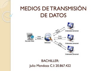 MEDIOS DE TRANSMISIÓN
DE DATOS

BACHILLER:
Julio Mendoza C.I: 20.867.422

 