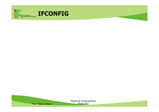 Protocolo TCP: funcionamento
• Envio:
– Verifica se o destinatário está pronto para receber os dados
– Divide os dados em pacotes e compacta-os
– Enumera os pacotes
– Envia
Recebimento:
Prof. Mauro Jansen
• Recebimento:
– Recebe
– Verifica se pacotes chegaram bem
– Se houve falha, reclama os pacotes que não chegaram
– Reune os pacotes antes de entregá-los aos softwares
– Avisa que recebeu, para que o remetente saiba que os dados
chegaram direitinho
Redes de Computadores
Protocolos
 