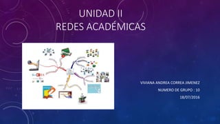 UNIDAD II
REDES ACADÉMICAS
VIVIANA ANDREA CORREA JIMENEZ
NUMERO DE GRUPO : 10
18/07/2016
 