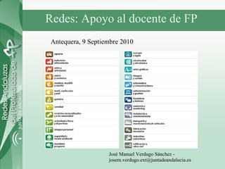 Redes: Apoyo al docente de FP José Manuel Verdugo Sánchez - josem.verdugo.ext@juntadeandalucia.es Antequera, 9 Septiembre 2010 