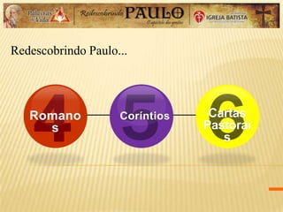 4Romano
s
Cartas
Pastorai
s
Coríntios
Redescobrindo Paulo...
 
