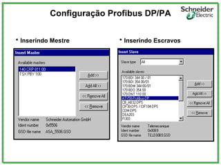 • Inserindo Mestre • Inserindo Escravos
Configuração Profibus DP/PA
 