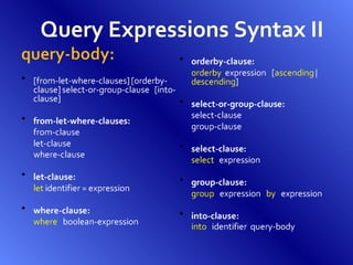 Query Expressions Syntax II 