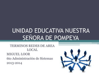 UNIDAD EDUCATIVA NUESTRA
SEÑORA DE POMPEYA
TERMINOS REDES DE AREA
LOCAL
MIGUEL LOOR
6to Administración de Sistemas
2013-2014
 