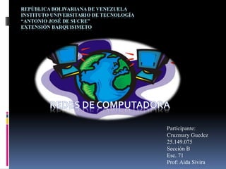 REPÚBLICA BOLIVARIANA DE VENEZUELA
INSTITUTO UNIVERSITARIO DE TECNOLOGÍA
“ANTONIO JOSÉ DE SUCRE”
EXTENSIÓN BARQUISIMETO
Participante:
Cruzmary Guedez
25.149.075
Sección B
Esc. 71
Prof: Aida Sivira
 