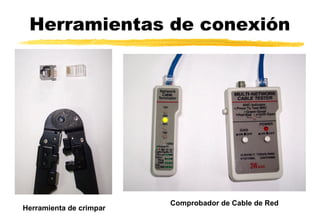 Herramientas de conexión
Herramienta de crimpar
Comprobador de Cable de Red
 
