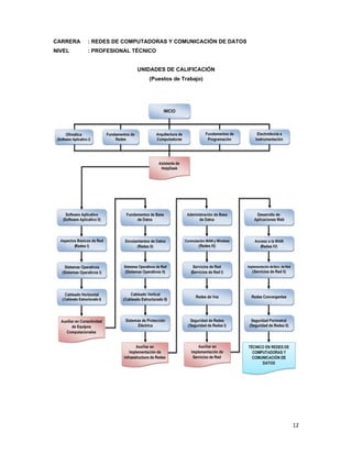  
12 
 
CARRERA : REDES DE COMPUTADORAS Y COMUNICACIÓN DE DATOS
NIVEL : PROFESIONAL TÉCNICO
UNIDADES DE CALIFICACIÓN
(Puestos de Trabajo)
 