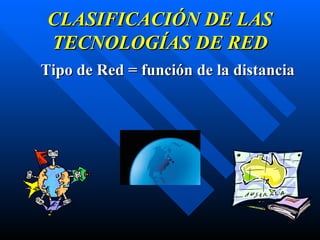 CLASIFICACIÓN DE LAS TECNOLOGÍAS DE RED Tipo de Red = función de la distancia 