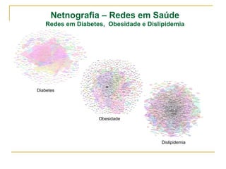 Netnografia – Redes em Saúde 
Redes em Diabetes, Obesidade e Dislipidemia 
Diabetes 
Obesidade 
Dislipidemia 
 