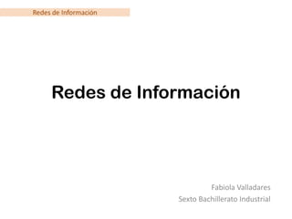 Redes de Información




     Redes de Información




                                Fabiola Valladares
                       Sexto Bachillerato Industrial
 