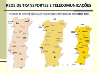 REDE DE TRANSPORTES E TELECOMUNICAÇÕES
6
Contração do território nacional, em função do conceito de distância-tempo (1989-1995)
 