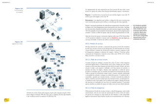 Figura 145
Ligação entre redes.
Figura 144
Funcionamento
do roteador.
Os equipamentos da rede responsáveis por levar pacotes de uma rede a outra
devem ser capazes de realizar duas funções denominadas repasse e roteamento.
Repasse: é a tarefa de levar um pacote de uma interface ligada a uma rede “A”
(enlace) para outra ligada a uma rede “B”.
Roteamento: é um algoritmo que analisa o tráfego de rede entre os pontos que
estão transferindo pacotes para verificar o caminho que eles estão seguindo.
Repasse e roteamento geralmente são realizados por equipamentos chamados roteado-
res (figura 144). Esses equipamentos fazem interconexão com várias redes. Cada liga-
çãocomumaredeéchamadadeinterface,porondeospacoteschegamousaem(figura
145). São equipados com processadores de roteamento, que processam programas para
consultar e manter as tabelas de repasse, além de rotinas de gerenciamento da rede.
Além dos serviços de repasse e roteamento, algumas redes como ATM, Frame Relay
e X.25 necessitam estabelecer conexão entre os roteadores, antes que algum pa-
cote seja transmitido. A internet não utiliza o serviço de conexão.
20.3.2. Modelo de serviços
Há duas maneiras de controlar a comutação dos pacotes através dos roteadores
da rede: por circuitos virtuais ou por datagramas. As redes baseadas em circuitos
virtuais utilizam o número do circuito para sinalizar o pacote, enquanto a rede
de datagramas emprega os endereços de origem e destino. A internet utiliza
comutação por datagramas, enquanto outras redes como ATM, X.25 e Frame
Relay recorrem a circuitos virtuais.
20.3.2.1. Rede de circuitos virtuais
Circuitos virtuais são análogos a circuitos fim a fim. É como se duas máquinas
estivessem ligadas direta e exclusivamente uma à outra. Sempre que uma comu-
nicação se inicia entre duas máquinas de uma rede de circuitos virtuais, um novo
circuito é criado e um número é atribuído a ele. Esse número de circuito e a
interface de enlace, de origem e destino, serão registrados na tabela de repasse
de todos os roteadores que, no caminho, participam da retransmissão do pacote.
Todos os pacotes da transmissão sempre usarão o mesmo caminho, eliminando
a necessidade de controlar a entrega ou a ordem dos pacotes. O estado da rede é
controlado e, quando uma conexão termina, o circuito é removido das tabelas de
repasse, criando-se um novo sempre que uma conexão se inicia. A comutação nes-
se modelo de rede é bem rápida, pois os endereços de origem e destino do pacote
não precisam ser analisados em uma faixa de caminhos possíveis. É necessário
apenas consultar nas tabelas de repasse um índice único em uma tabela indexada.
20.3.2.2. Rede de datagramas
Diferentemente da rede de circuitos virtuais, a rede de datagramas, como citado
anteriormente, não cria um canal de comunicação do início ao fim do trajeto.
Os pacotes são entregues na rede através de uma interface e cada computador
ligado ao barramento dessa interface auxilia no encaminhamento até o destino.
ctbctelecom.com.br, depois pelo ansp.ptt.ansp.br, pelo unip.ptta.ansp.br e final-
mente chegou ao destino 200.136.27.81, que é o endereço do host que hospeda
o site tvcultura.com.br no endereço IP 200.136.27.81.
Os roteadores também
são usados para formar
redes residenciais, que
se tornam mais comuns
a cada dia. Nesse caso,
utilizam-se roteadores
sem fio para compartilhar
internet entre os PCs e
notebooks da família.
INFORMÁTICA 2
204
CAPÍTULO 20
205
 