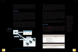 sempre mudando de redes, como notebooks e PDAs em redes sem fio. É um
mecanismo adotado também em Internet Service Provider ou Provedores de
Serviços de Internet (ISP), que têm uma faixa de IP para distribuir a seus
clientes e precisam redistribuir endereços constantemente, já que os clientes
se conectam e desconectam a todo instante, liberando um IP ou necessitan-
do de um novo.
20.3.3.14. NAT
Como vimos, redes internas, intranets de empresas, escolas, residências, LANs
e até WANs inteiras podem ter faixas de endereços próprios, formando siste-
mas autônomos, separados da internet. Quando uma dessas redes precisa se
conectar à rede mundial de computadores ou a outra rede, são utilizados rote-
adores de borda ou roteadores gateway. Geralmente, roteadores têm duas in-
terfaces ou mais, mas pelo menos uma se liga com a rede interna, e outra(s) se
conecta(m) com a internet. Dessa maneira, a única máquina que se encontra
na internet é o gateway e só ela é alcançável na rede mundial de computadores.
As máquinas por trás dele não.
As máquinas da rede interna conseguem enviar pacotes para a internet, mas
não recebem resposta. Para compartilhar a conexão, utiliza-se o Network
Address Translation ou NAT definido na RFC 1631 e RFC 3022 (figura 160).
O NAT é uma técnica de compartilhamento de um único endereço IP da
internet com várias máquinas, que soluciona o problema da resposta das men-
sagens. É implementado em dispositivos como roteadores ou computadores
com duas placas de rede que fazem ligação entre redes internas e a internet.
Quando o protocolo IP da interface de origem verifica que o endereço de
rede da mensagem tem um destino diferente de sua própria rede, o pacote é
enviado ao seu gateway, que, por sua vez, substitui o número do endereço de
origem pelo seu próprio endereço de interface ligado na internet. Ou seja, para
a internet, quem enviou o pacote foi o gateway e não a máquina interna que
está por trás do gateway. Além disso, na camada de transporte do roteador
gateway é aberta uma nova porta de saída.
Antes de repassar o pacote adiante, no entanto, o NAT registra em uma ta-
bela de tradução o endereço e a porta de origem do pacote, além do número
da porta aberta para receber a resposta. Assim, quando uma mensagem de
resposta chegar ao roteador, ele irá analisar o cabeçalho do protocolo de trans-
porte, identificar a porta de destino e cruzar as informações com sua tabela de
tradução. Depois, fará o trabalho inverso em relação ao envio para a internet.
O endereço de destino será obtido a partir do registro da tabela de tradução
relacionado com a porta de saída do roteador. E o endereço e a porta de desti-
no do cabeçalho do pacote serão substituídos.
É possível também configurar rotas pré-definidas para que sejam criados, dentro
da rede interna, servidores que atenderão clientes na internet. Em alguns rotea-
dores, essa função é chamada de Virtual Server (Servidores Virtuais).
20.3.3.15. ICMP
Para manter a confiabilidade da rede e fazer com que pareça que está tudo bem
sempre – e que problemas não ocorrem (pois problema é o que mais acontece) –,
é utilizado o protocolo ICMP (Internet Control Message Protocol ou Protocolo
de Controle de Mensagem na Internet). Esse protocolo permite a comunicação
de controle entre dispositivos da rede. Assim, os componentes da rede podem
procurar soluções de problemas, que serão resolvidos pela camada sem que se-
jam reportados às camadas superiores.
As mensagens ICMP são as seguintes:
Figura 160
Troca de informação
do cabeçalho e
tabela de tradução.
O ICMP foi especificado
na RFC 792 e é utilizado
por roteadores nas
seguintes situações:
• quando um datagrama
não pode ser entregue
no destino;
• quando um gateway
não tem capacidade de
repassar um datagrama;
• quando um
gateway identifica
congestionamento
e necessita utilizar
outras rotas;
• quando o gateway
identifica uma rota
mais curta para
enviar o datagrama.
MENSAGEM DE DESTINO INALCANÇÁVEL, TIPO 3
Código Descrição
0 Rede inalcançável
1 Hospedeiro inalcançável
2 Protocolo inalcançável
3 Porta inalcançável
4 Necessidade de fragmentação.
5 Falha na rota de origem
MENSAGEM DE TEMPO PERDIDO, TIPO 11
Código Descrição
0 Tempo de vida excedido (TTL)
1 Tempo para remontagem do fragmento excedido
INFORMÁTICA 2
220
CAPÍTULO 20
221
 