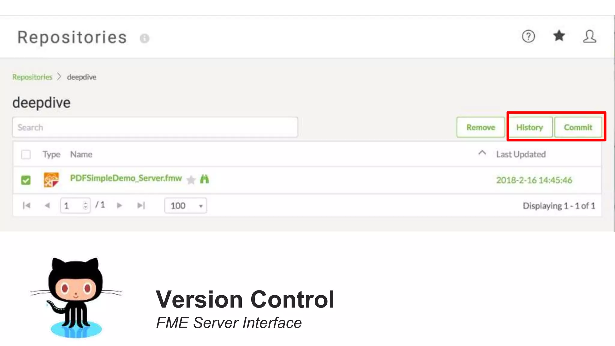 Version Control
FME Server Interface
 