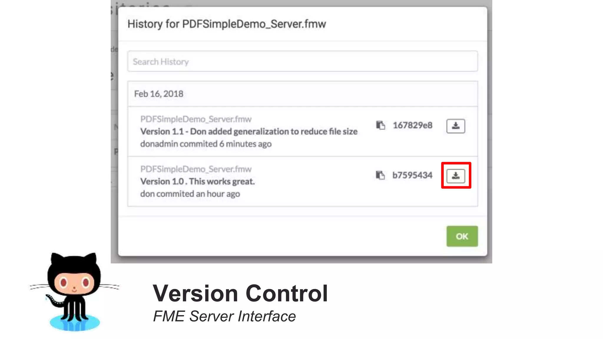 Version Control
FME Server Interface
 