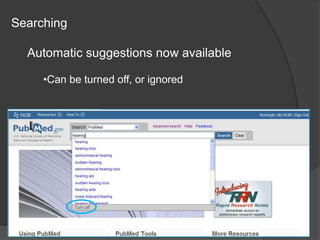 SearchingAutomatic suggestions now availableCan be turned off, or ignoredResults list with other options