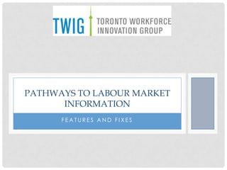 PATHWAYS TO LABOUR MARKET
      INFORMATION
      FEATURES AND FIXES
 